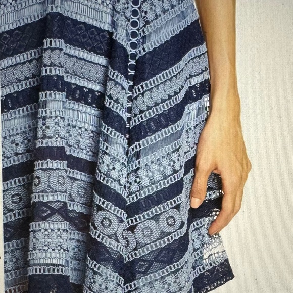 Ever New Women's Linear Fit and Flare Lace Eyelet Mini Dress Size 2 Navy - Picture 9 of 11